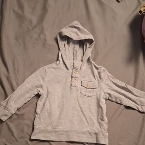 Gray Kids Hoodie with Button Detail